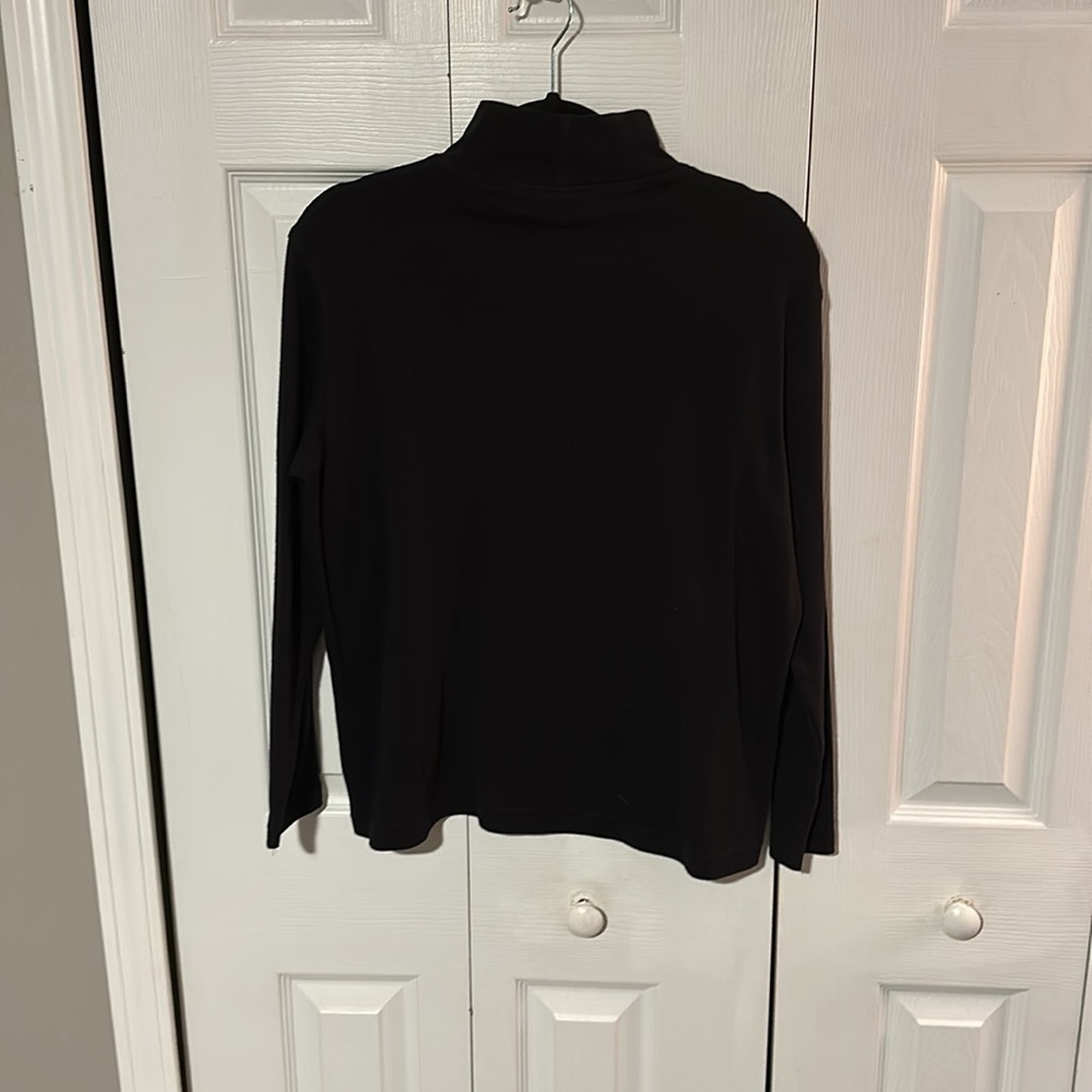 Vintage 90s black pumpkin embroidered turtleneck long sleeve top size 14/16W - Picture 7 of 7